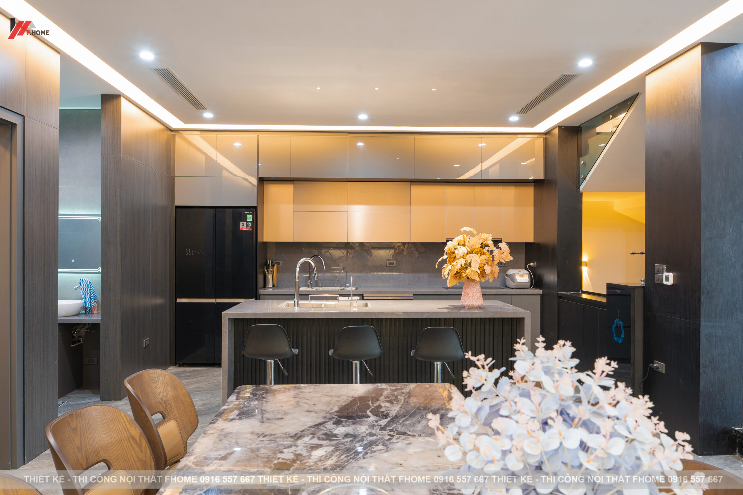 nội thất nhà phố hiện đại 3 tầng ở hà tĩnh