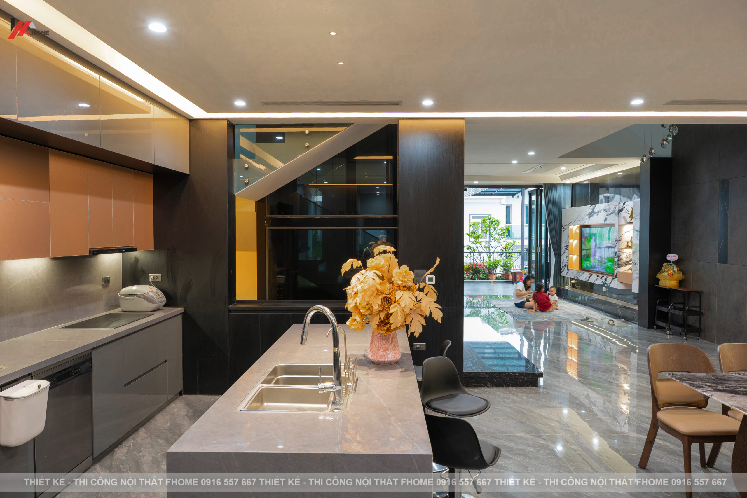 nội thất nhà phố hiện đại 3 tầng ở hà tĩnh